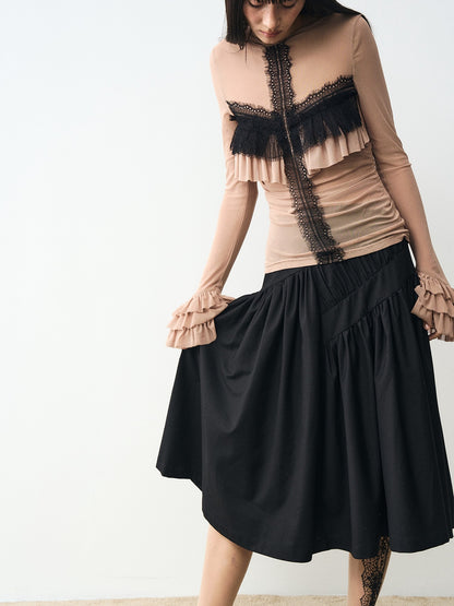 popoop Black Pleated Draped Multiway Versatile Flowy Women&