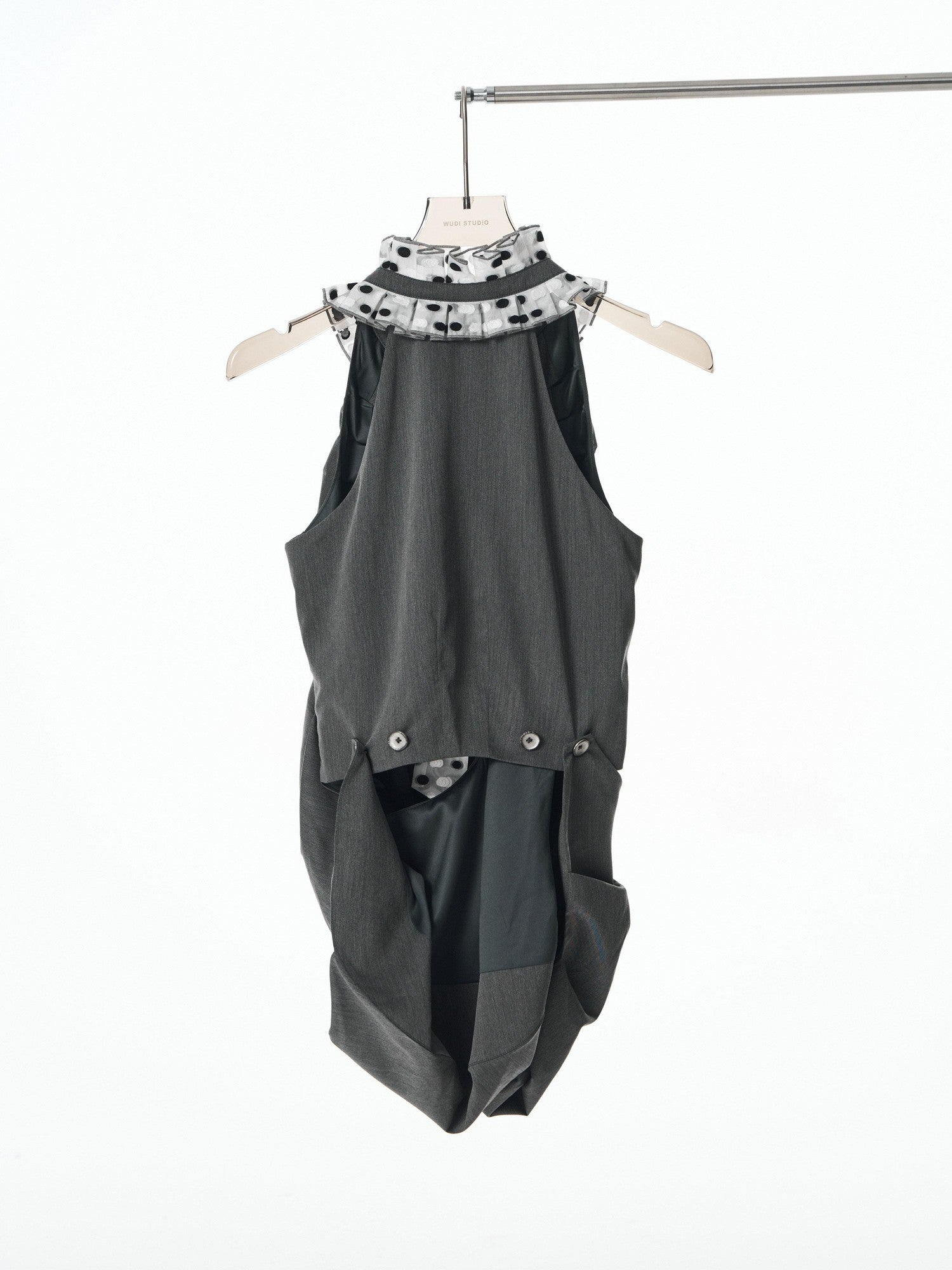 popoop Black White Polka Dot Panelled Pleated Convertible Women&