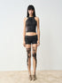 popoop Charcoal Cable Knit Distressed Print Women&