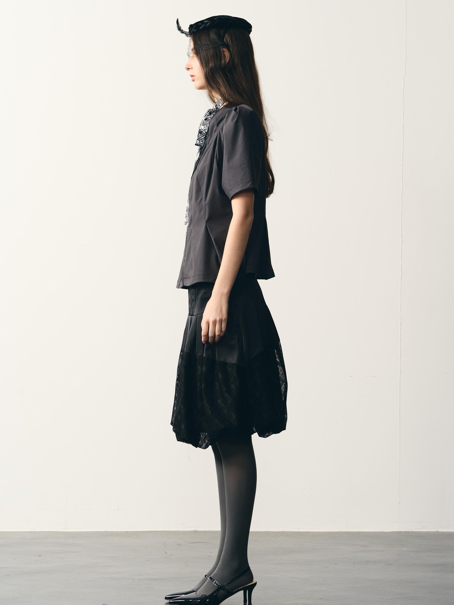 popoop Dark Gray Folded Structure Slim Zip Outer Women&