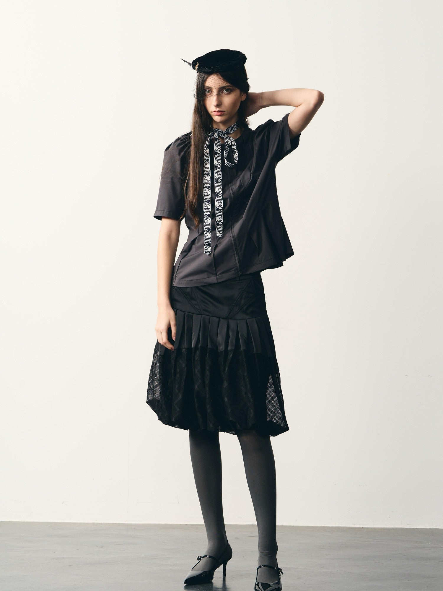 popoop Dark Gray Folded Structure Slim Zip Outer Women&