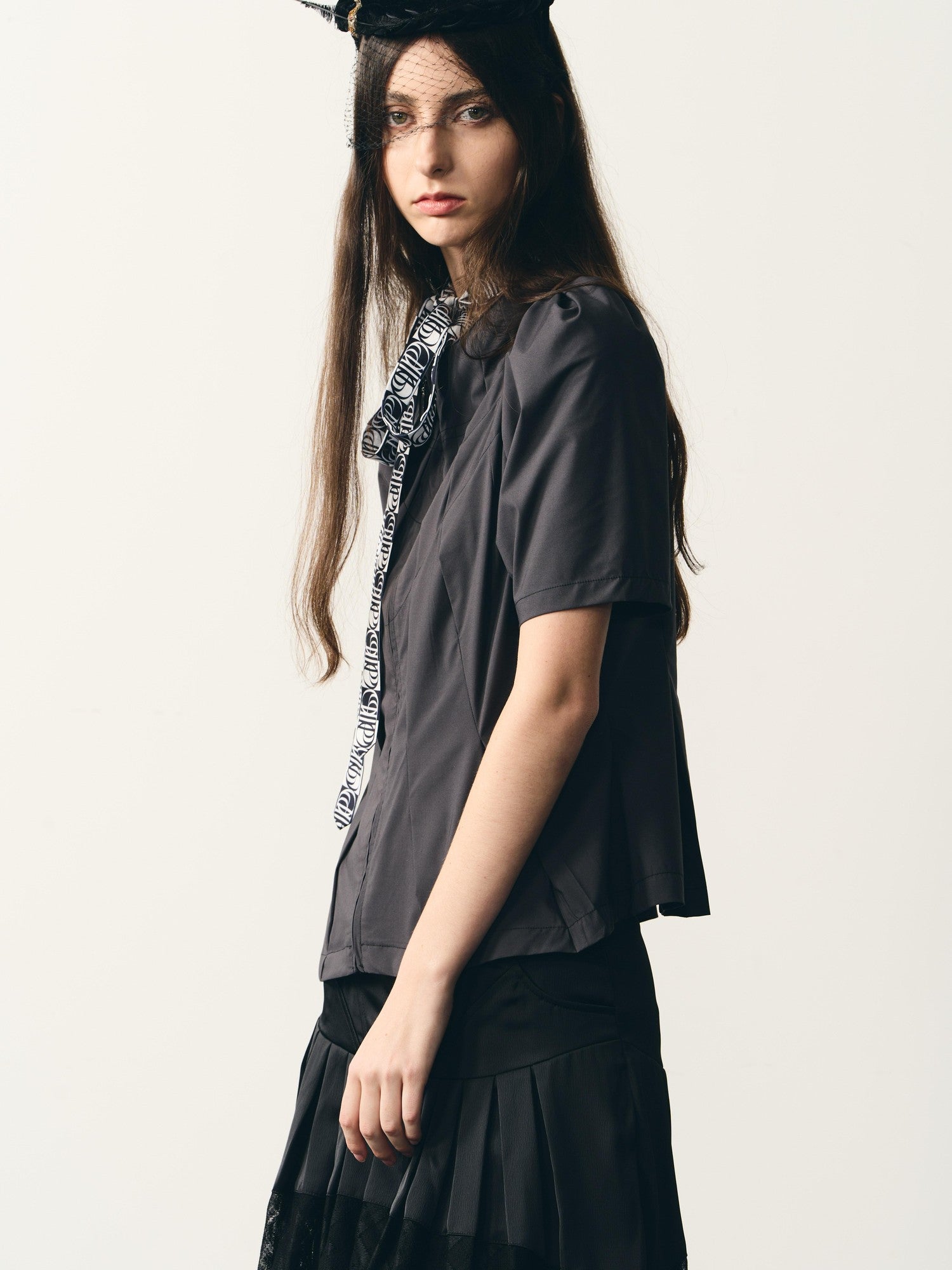 popoop Dark Gray Folded Structure Slim Zip Outer Women&