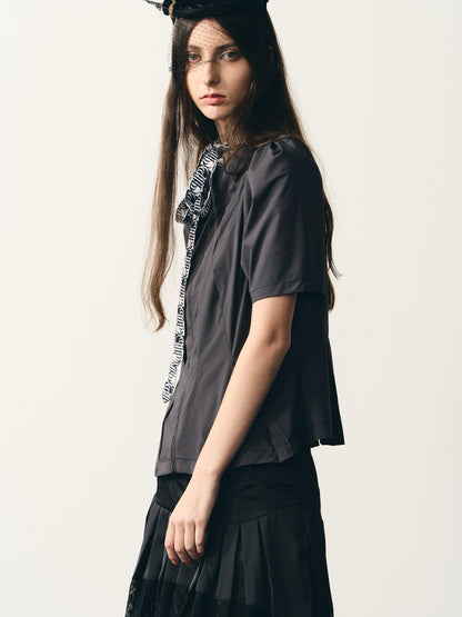 popoop Dark Gray Folded Structure Slim Zip Outer Women&