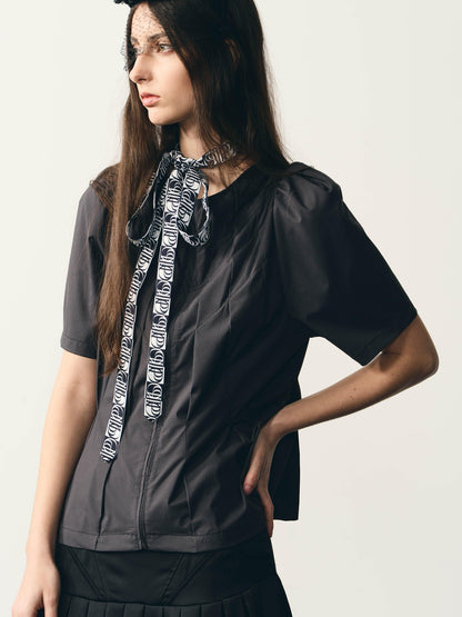 popoop Dark Gray Folded Structure Slim Zip Outer Women&