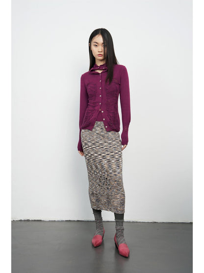popoop Deep Plum Openwork High Neck Women&