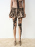 popoop Golden Brown Paisley 3d Structured Mini Pleated Women&