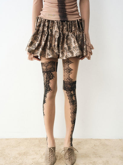 popoop Golden Brown Paisley 3d Structured Mini Pleated Women&