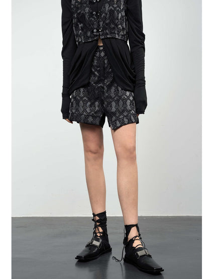 popoop Handcrafted Heavy Cut Jacquard Panel Spliced Women&