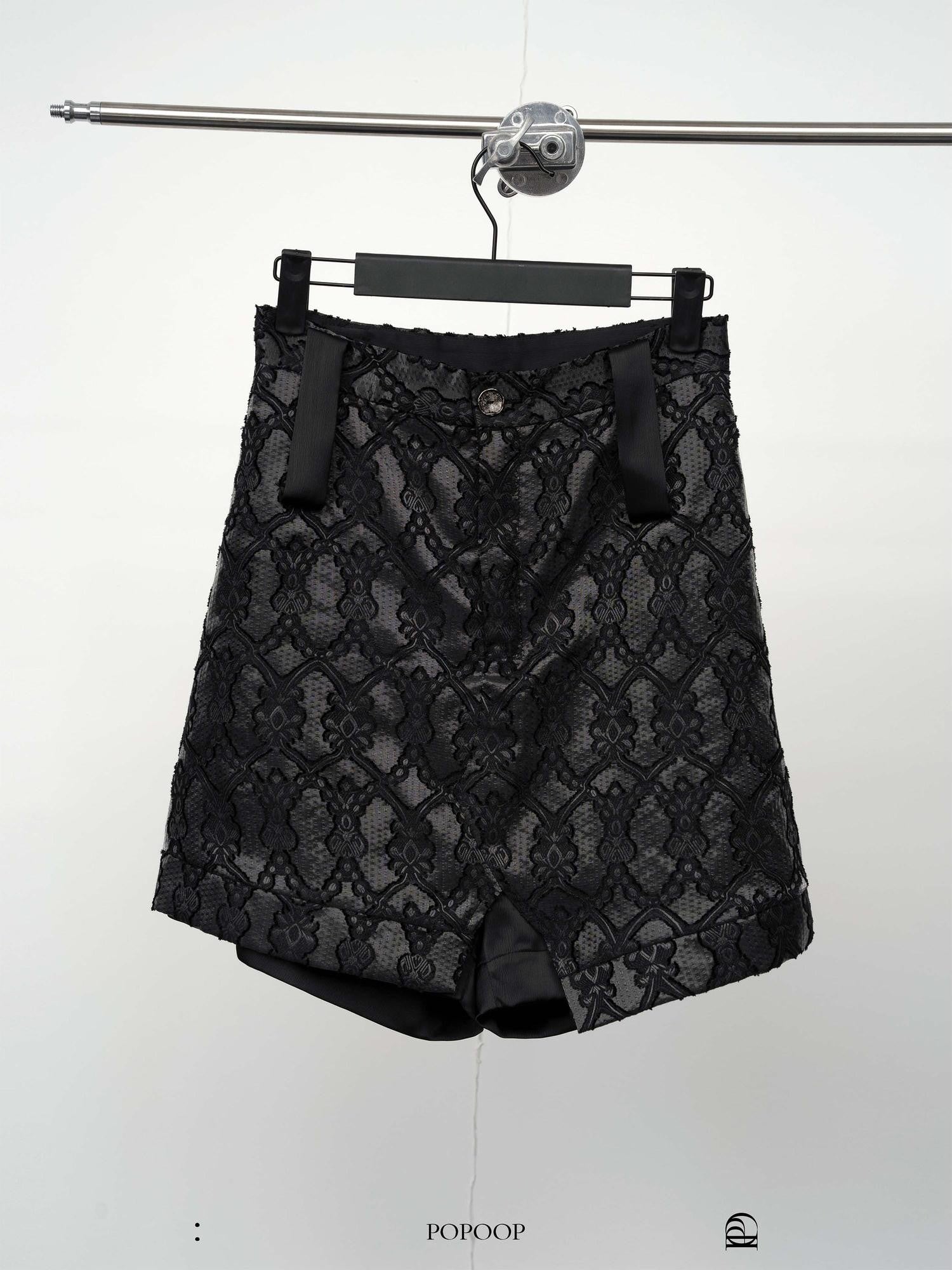 popoop Handcrafted Heavy Cut Jacquard Panel Spliced Women&