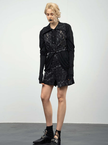 popoop Handcrafted Heavy Cut Jacquard Panel Spliced Women&