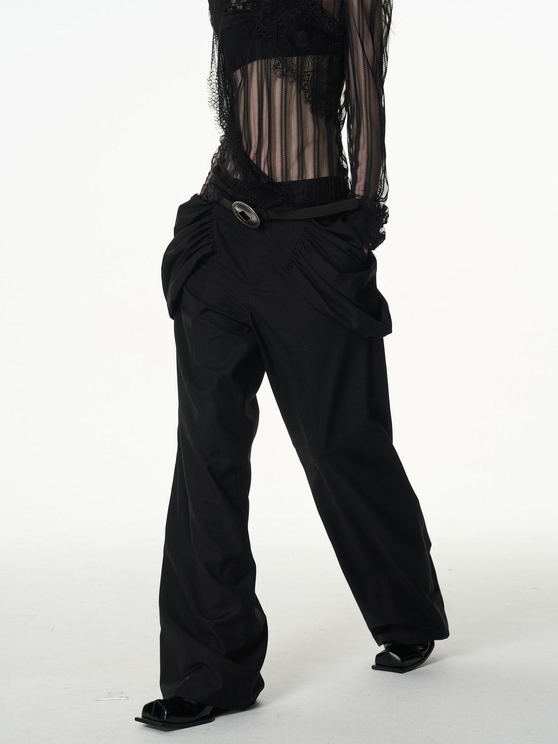 popoop Longline Stacked Pleat Mid Rise Tailored Women&