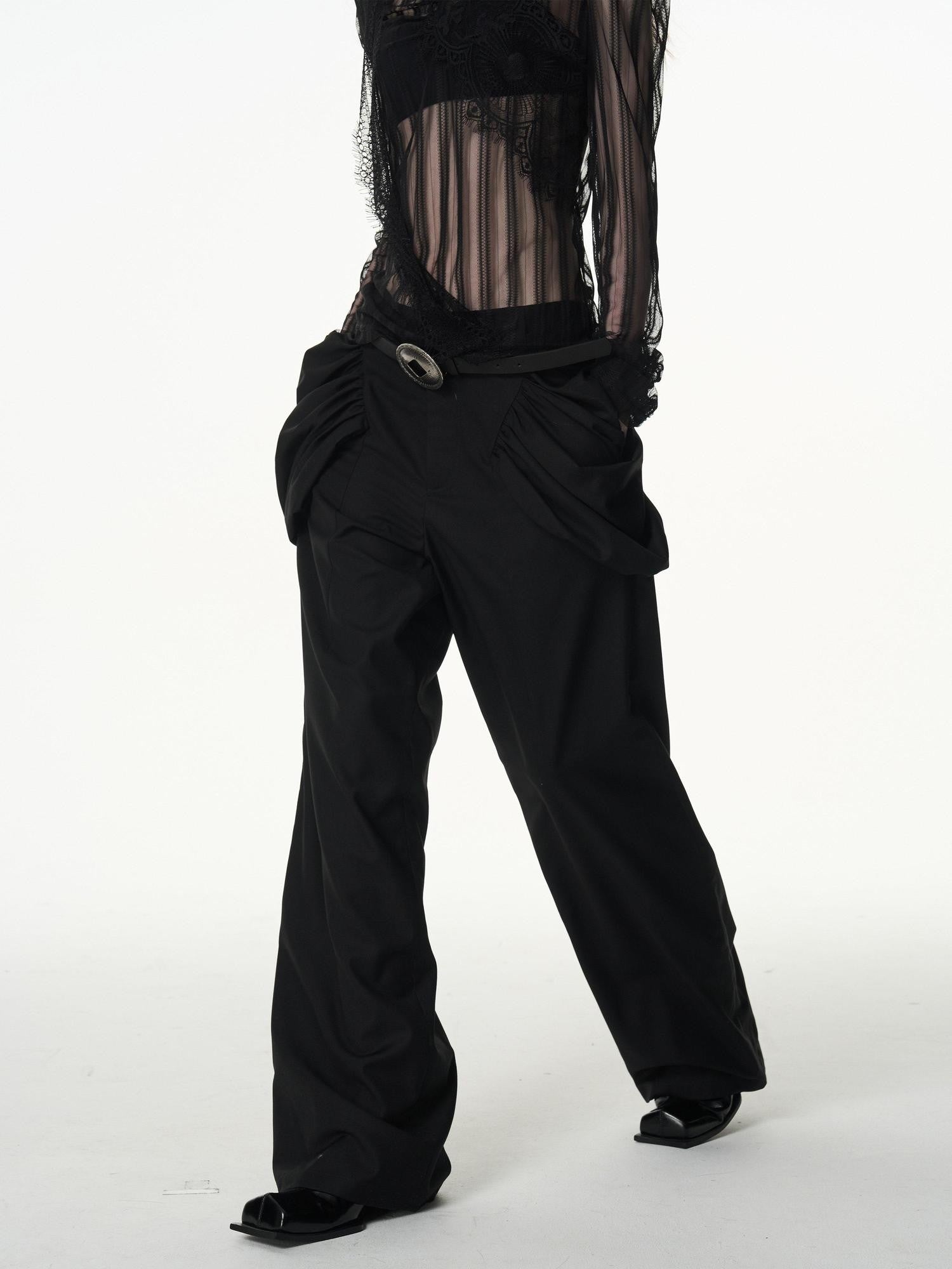popoop Longline Stacked Pleat Mid Rise Tailored Women&