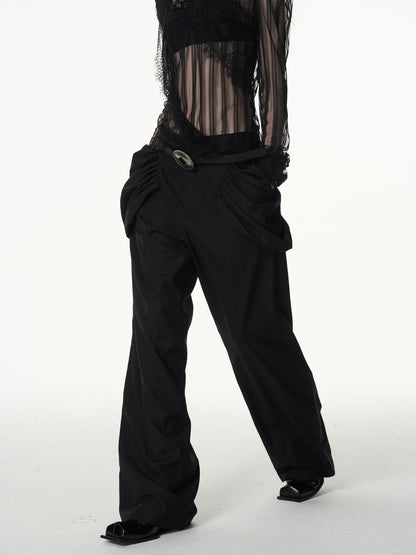 popoop Longline Stacked Pleat Mid Rise Tailored Women&