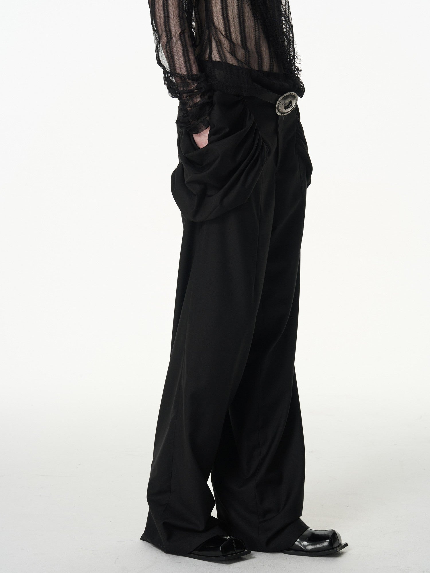popoop Longline Stacked Pleat Mid Rise Tailored Women&