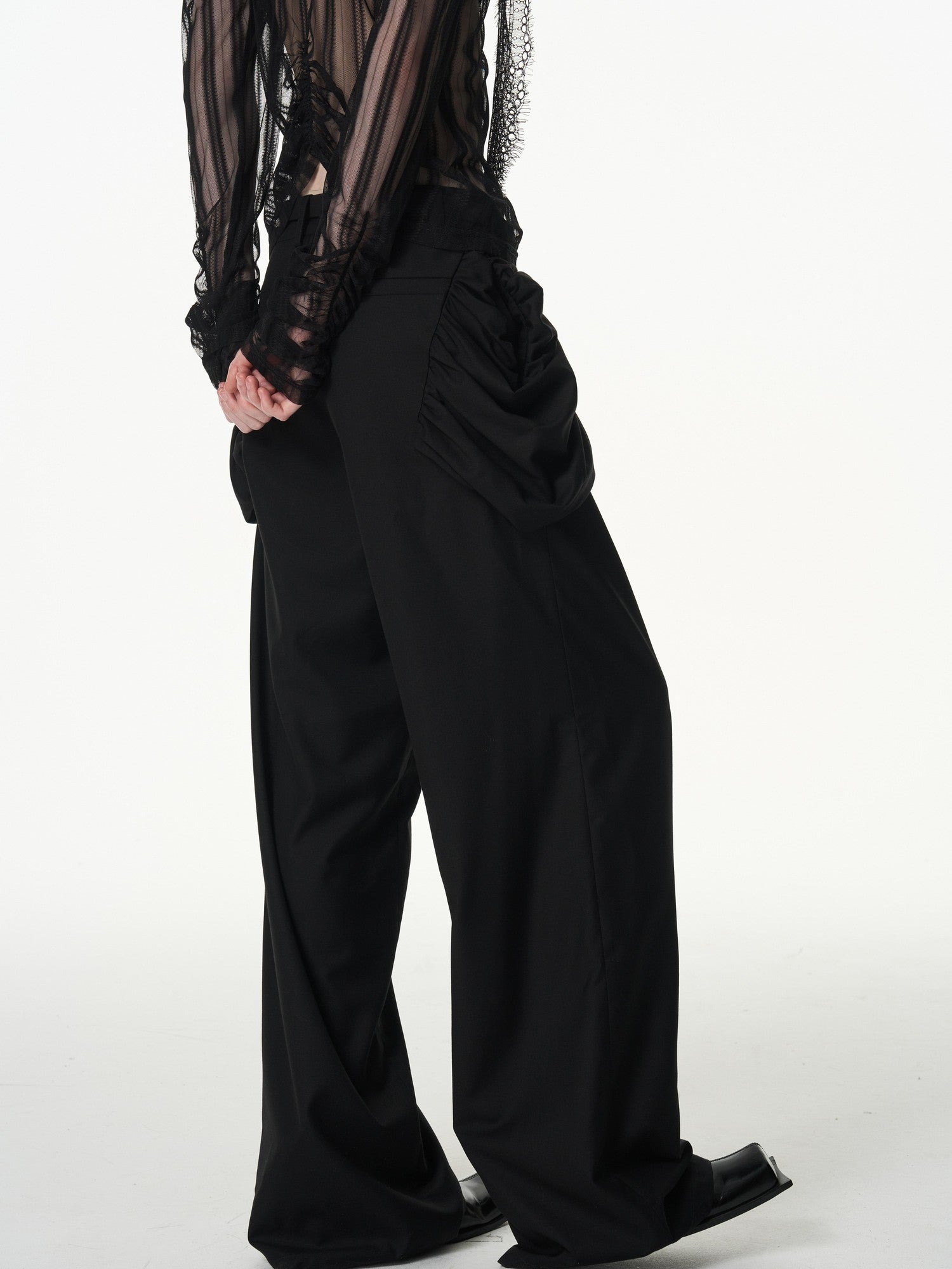 popoop Longline Stacked Pleat Mid Rise Tailored Women&