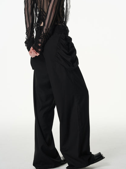 popoop Longline Stacked Pleat Mid Rise Tailored Women&