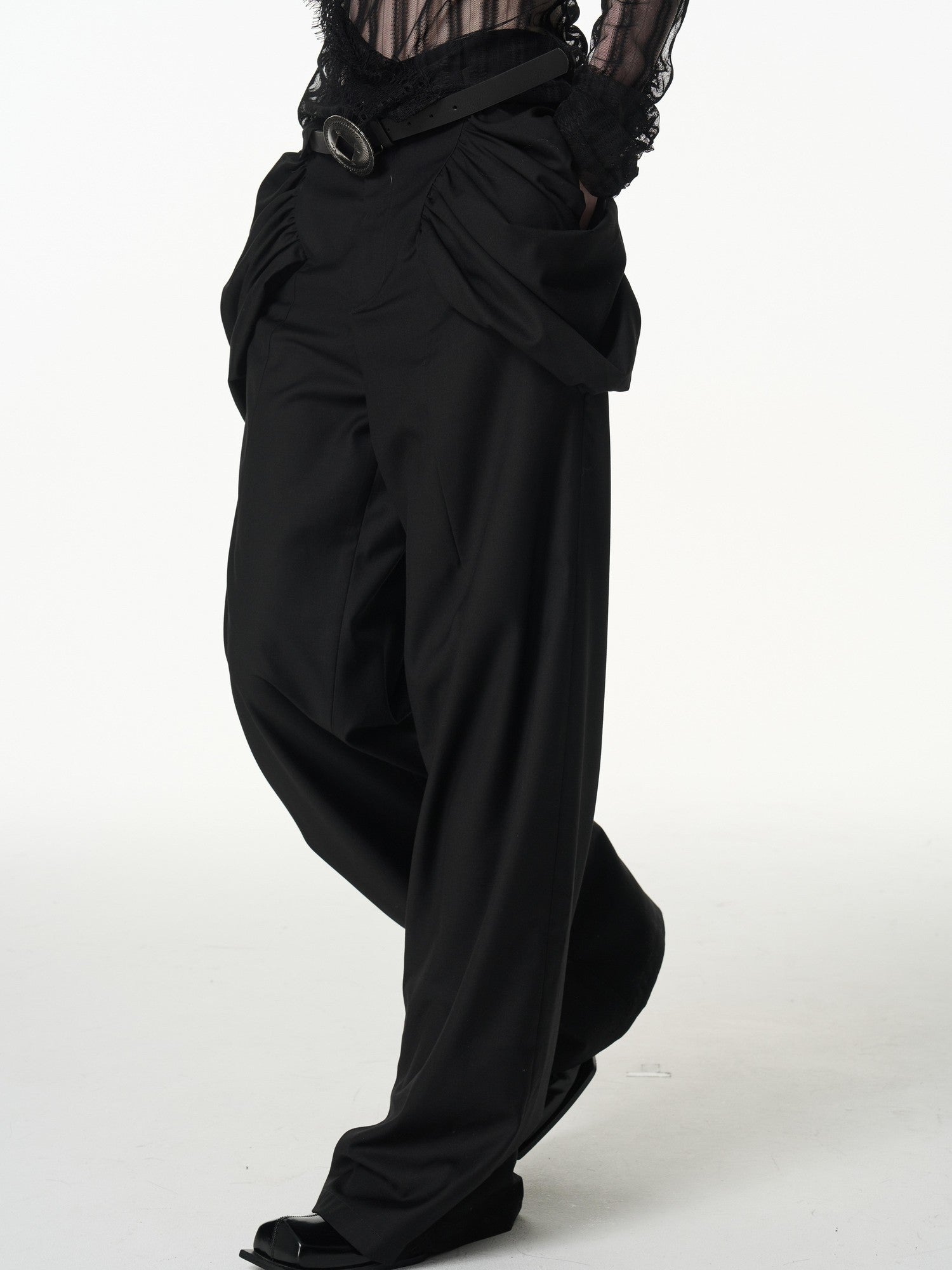 popoop Longline Stacked Pleat Mid Rise Tailored Women&