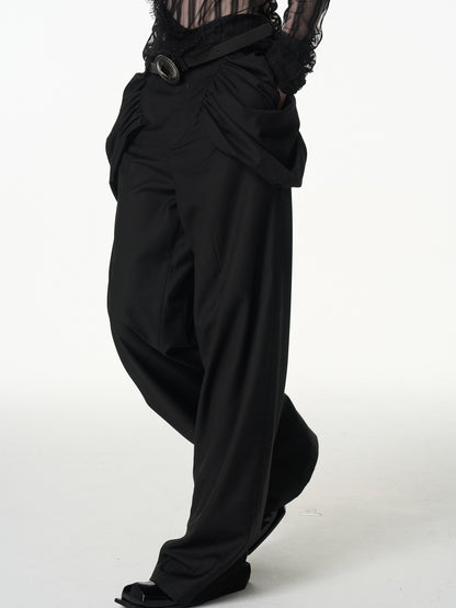 popoop Longline Stacked Pleat Mid Rise Tailored Women&