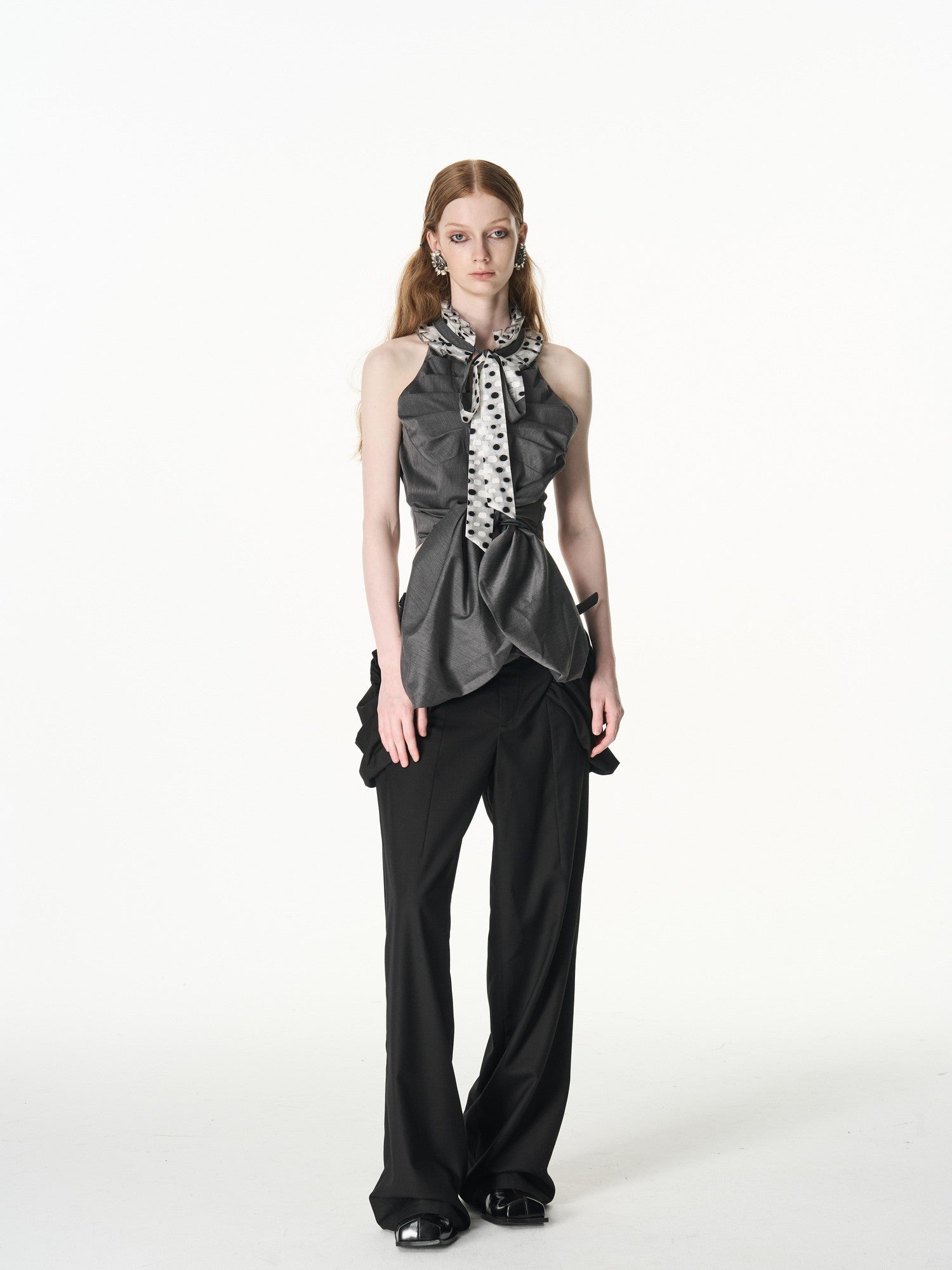 popoop Longline Stacked Pleat Mid Rise Tailored Women&