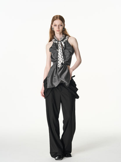 popoop Longline Stacked Pleat Mid Rise Tailored Women&
