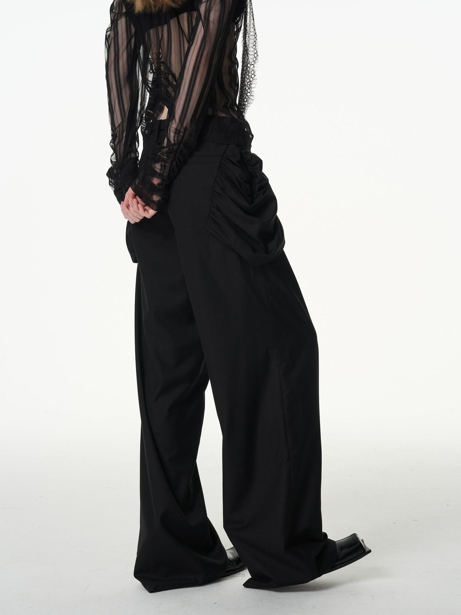 popoop Longline Stacked Pleat Mid Rise Tailored Women&