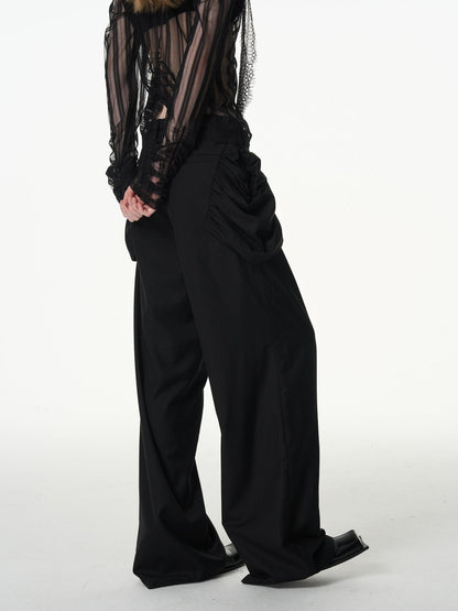popoop Longline Stacked Pleat Mid Rise Tailored Women&