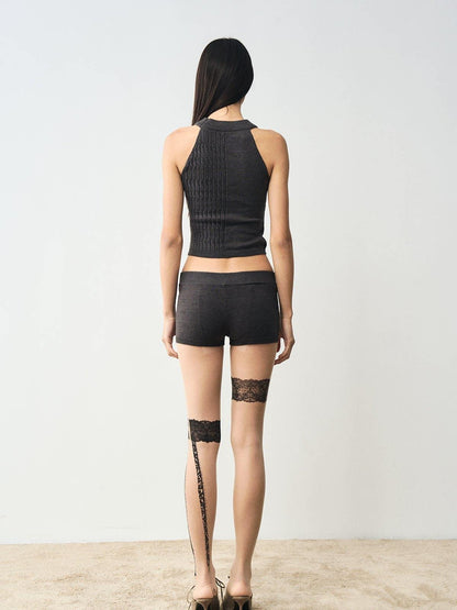 popoop Nude Lace Black Print Asymmetric Tattoo Design Women&