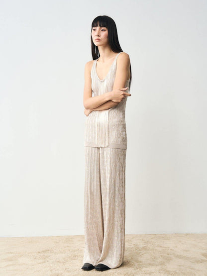 popoop Platinum Tassel Cable Backless Cami Loose Women&