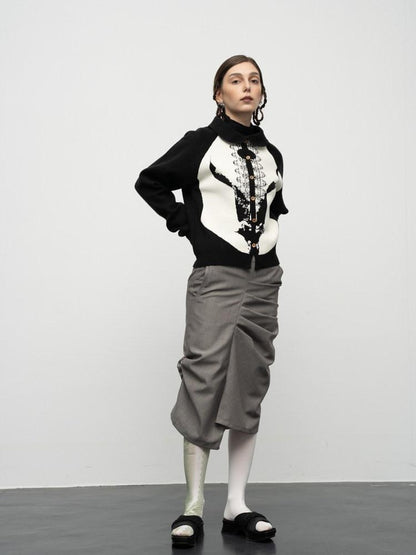 popoop Sweater Textured Jacquard Women&