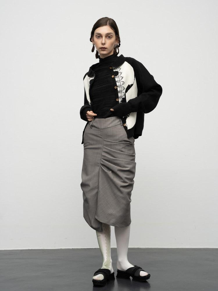 popoop Sweater Textured Jacquard Women&
