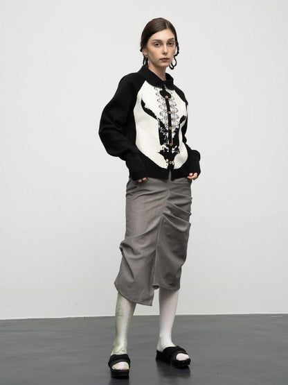popoop Sweater Textured Jacquard Women&