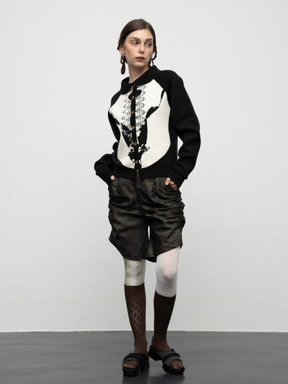 popoop Sweater Textured Jacquard Women&