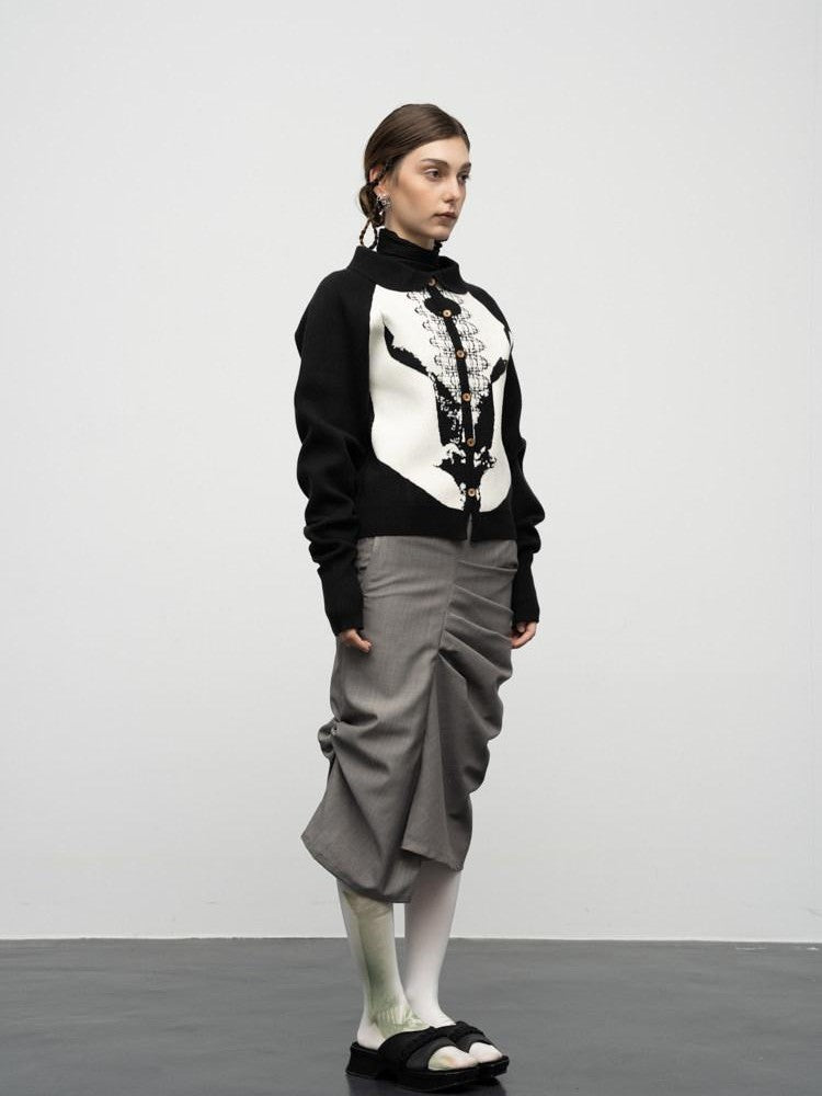 popoop Sweater Textured Jacquard Women&