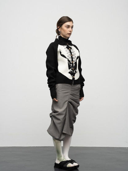 popoop Sweater Textured Jacquard Women&