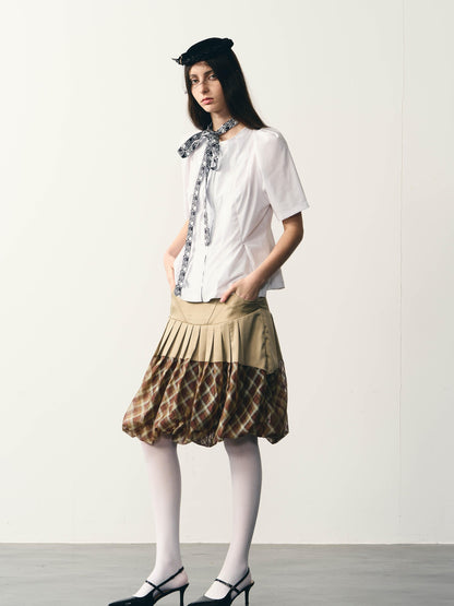 popoop White Folded Structure Fitted Shirt Women&