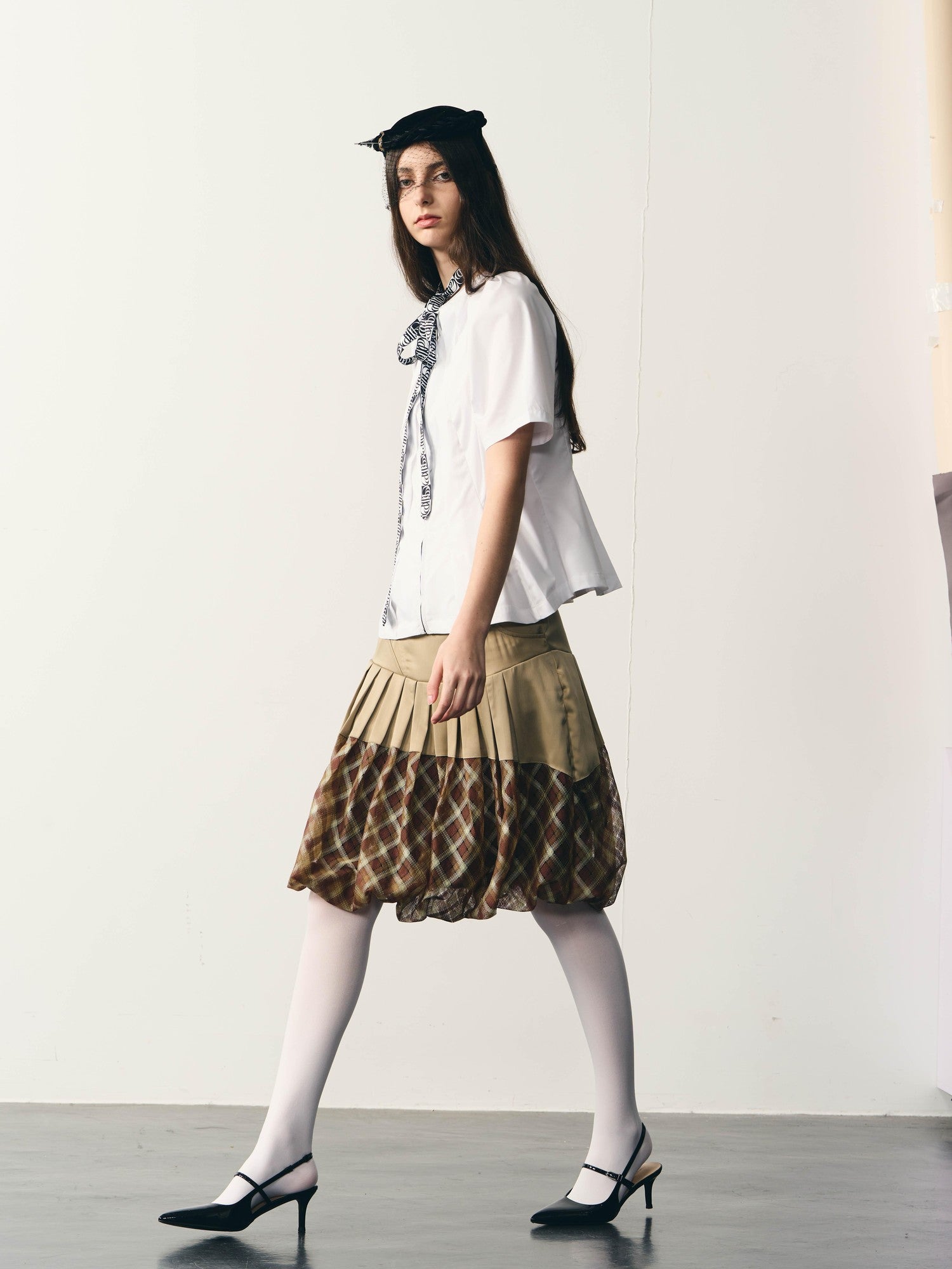 popoop White Folded Structure Fitted Shirt Women&