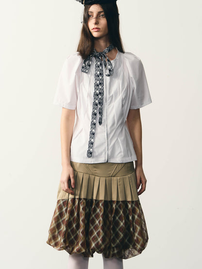 popoop White Folded Structure Fitted Shirt Women&