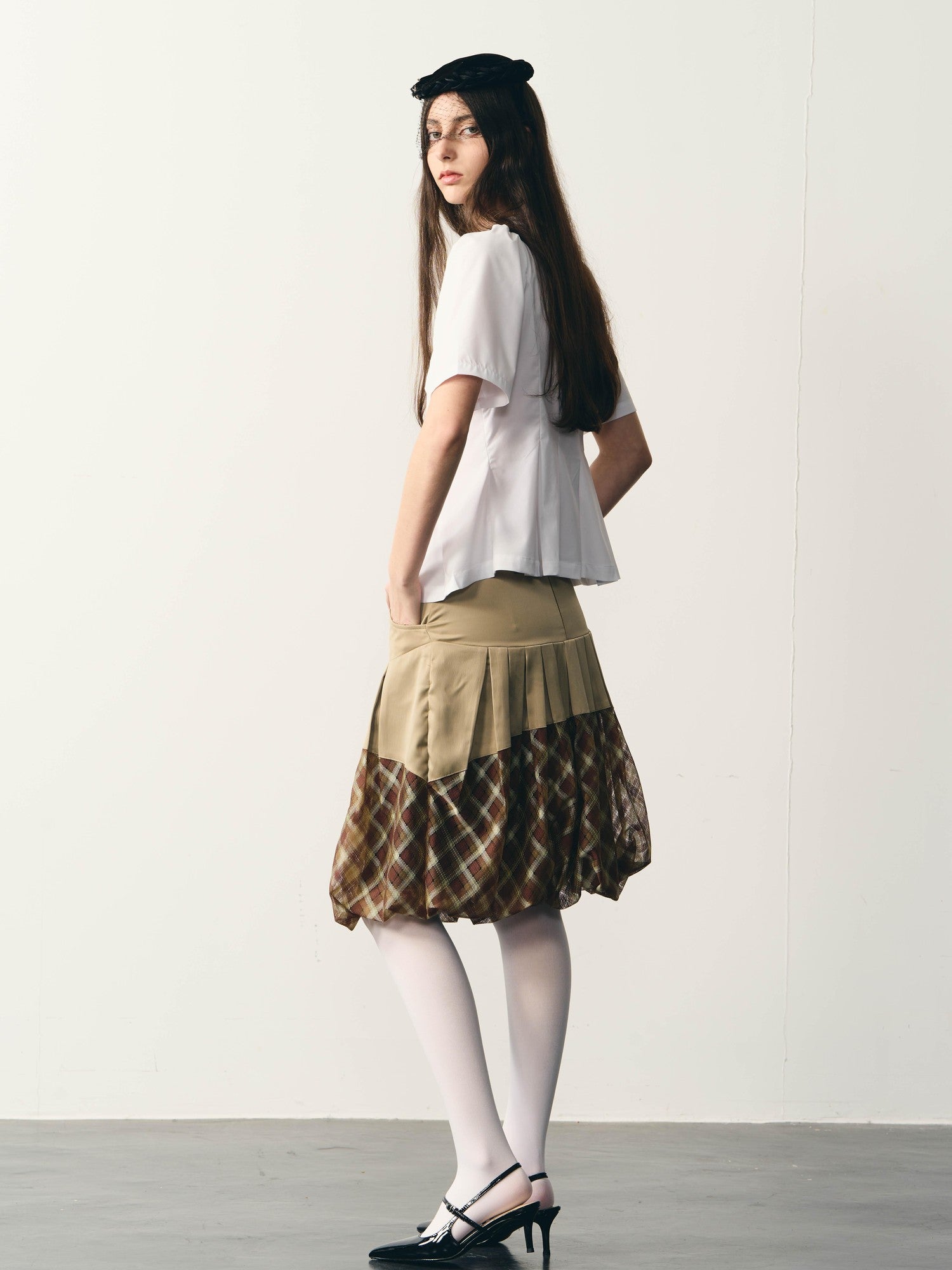 popoop White Folded Structure Fitted Shirt Women&