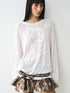 popoop White Jacquard Sheer Distressed Hem Women&