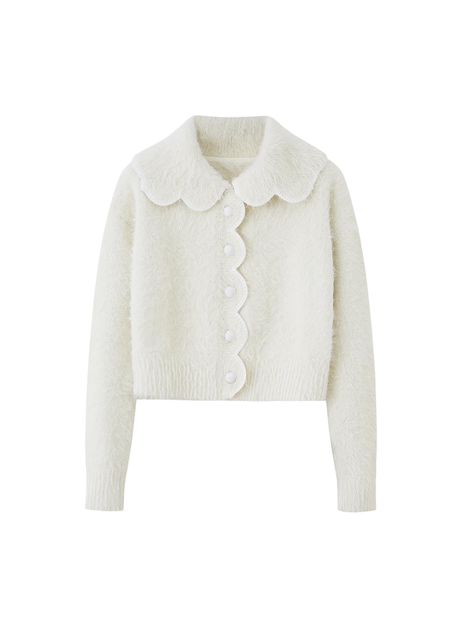 DIDDI MODA Fluffy Cozy Knit Set With Lace Trim