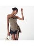 2th Desire Removable Rose Floral Lace Peplum Studded Bustier Top