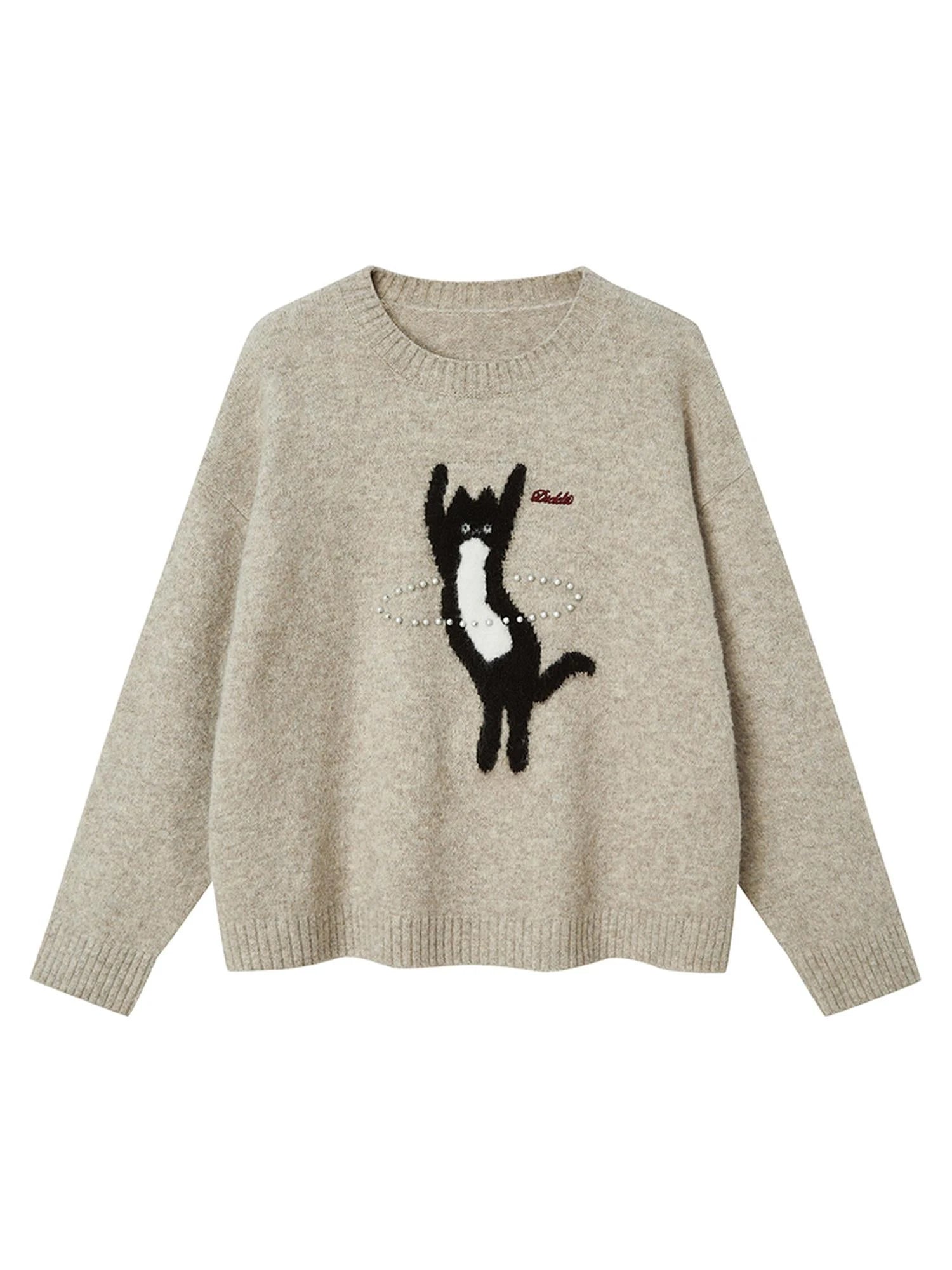 Future Kitten Holographic Beaded Knit Sweater