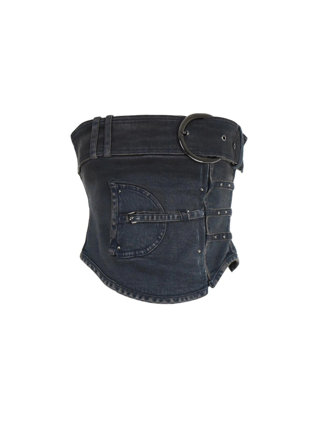 Shaped Washed Denim Tube Top