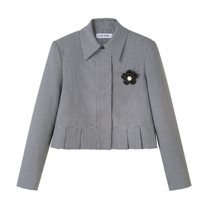 DIDDI MODA Floral Detachable Brooch Blazer Skirt Set