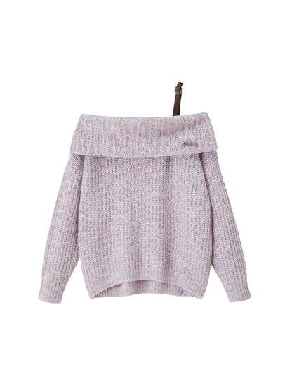 DIDDI MODA Romantic Off Shoulder Belted Sweater