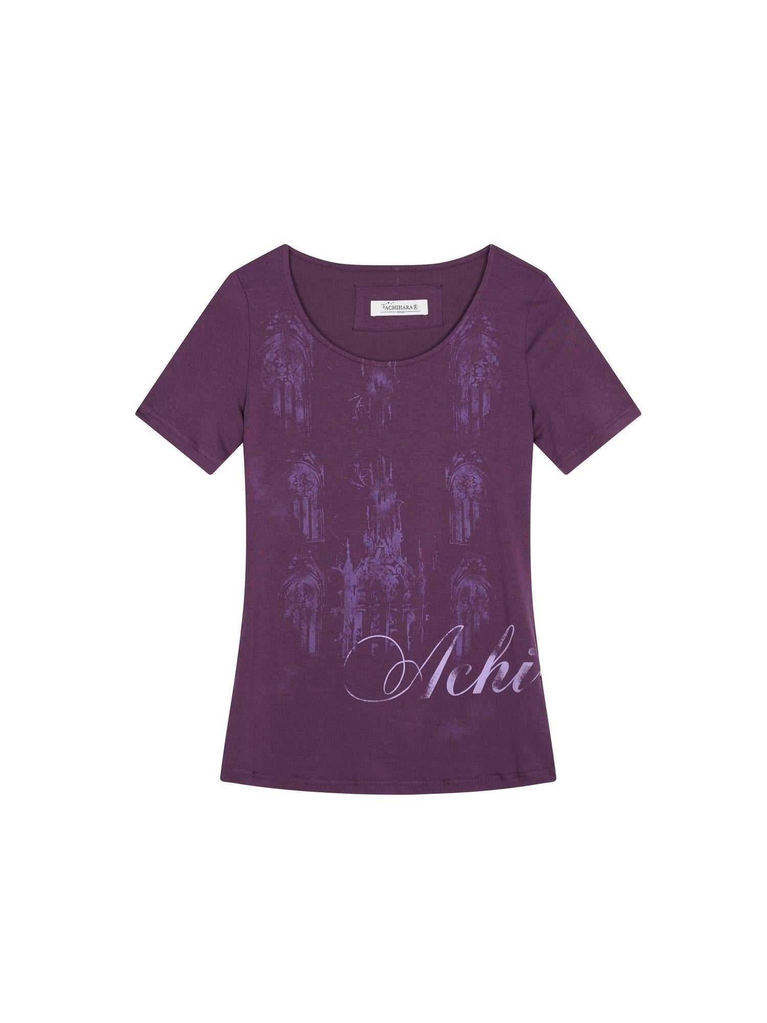 Achihara Romantic Print Modal Cotton Stretch Knit T-Shirt