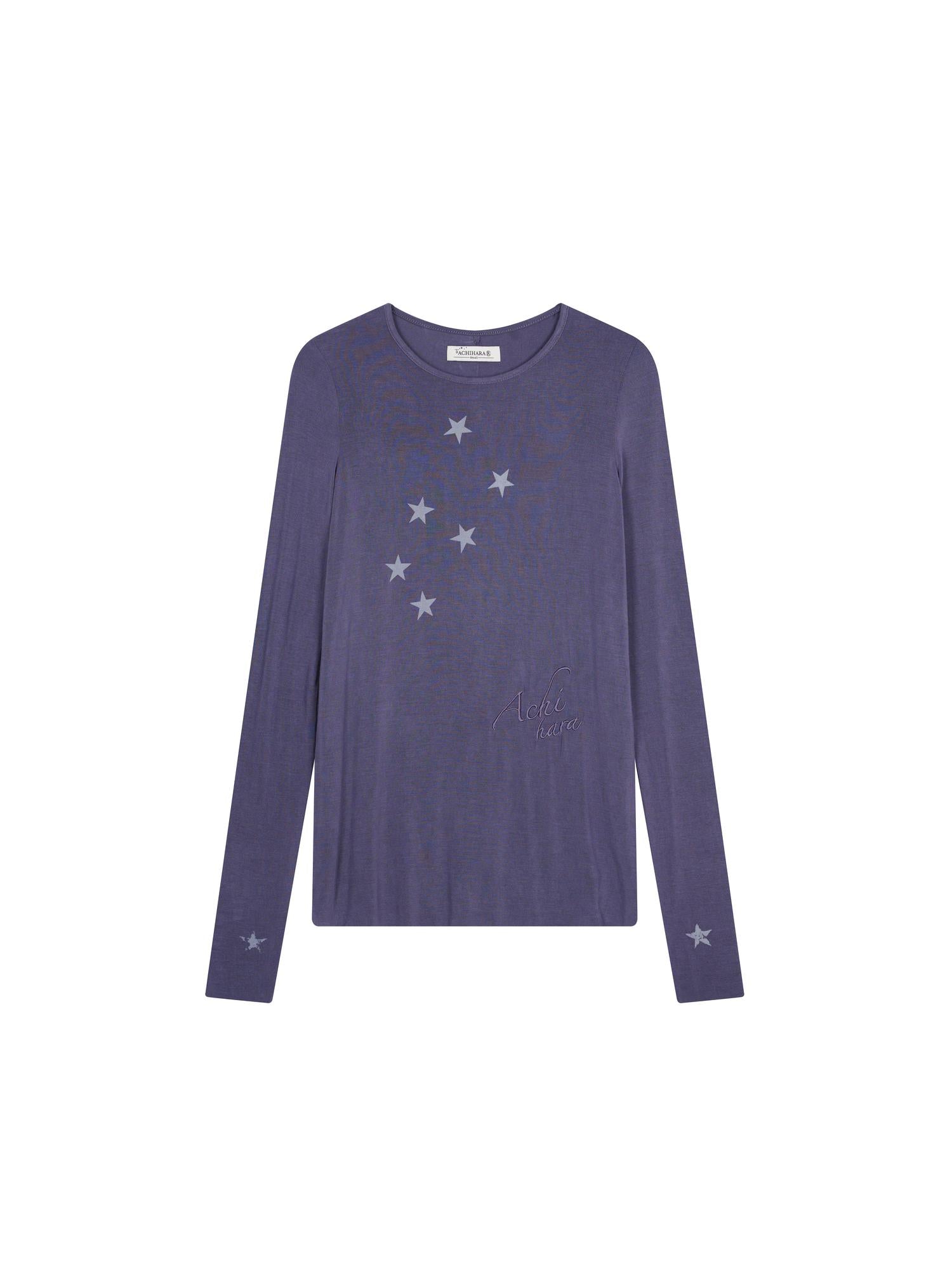 Achihara Sunproof Star Print Modal Cotton Stretch Knit T-Shirt