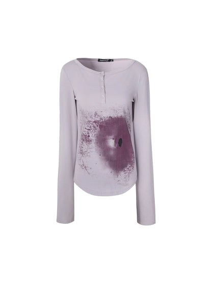 Punk Graphic Long Sleeve T-Shirt For Women Cotton Abstract Print Tee