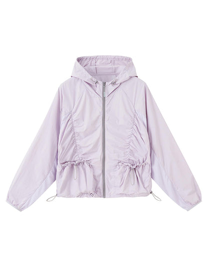 DIDDI MODA Purple Blue Crinkle Bow Print Sunshield Jacket