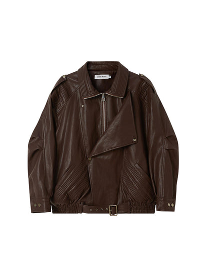 DIDDI MODA Retro Modern Quilted Pu Leather Jacket